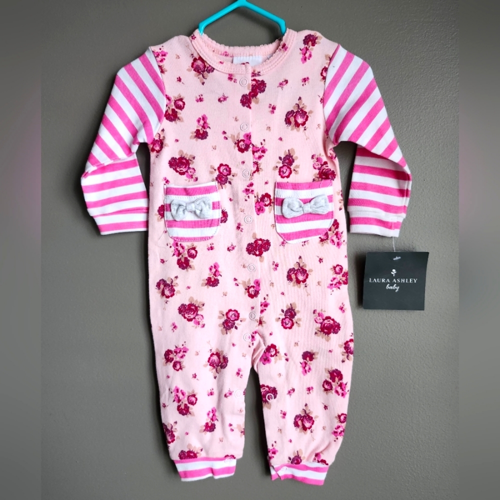 Laura Ashley Baby Girl's Floral Stipe One peice 3-6 months